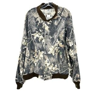 Vintage Mossy Oak Camo Snap Up Bomber Jacket Men's Size 2XL USA Made Hunting